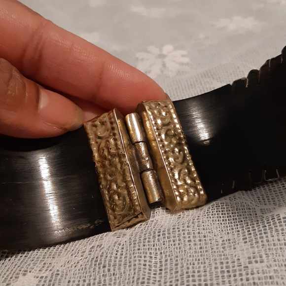 Vintage Chunky Bracelet,  Silver, Bronz, And Copper, 2 3/8" Wide With Safet Pin - Picture 15 of 16